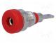 BS-102L-R - Socket, 2mm banana, 10A, 23mm, red, on panel,screw, insulated