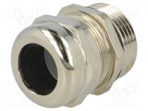 Cable gland, PG16, IP68, Mat  brass, Body plating  nickel