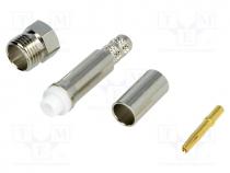 Plug, FME, female, straight, crimped, for cable, Insulation  teflon