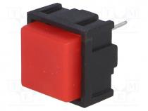 Switch  keypad, Pos  2, SPST-NO, 0.025A/50VDC, red, 7.5mm