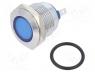 IND16-24B-C - Indicator  LED, flat, blue, 24VDC, 24VAC, Ø16mm, brass, Body  silver