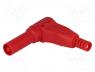 Plug, 4mm banana, 32A, red, insulated, 40mm, for cable, soldered