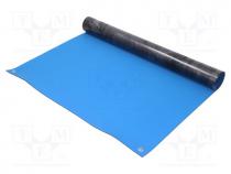 ATS-082-0028F - Bench mat, ESD, L  1.2m, W  0.6m, Thk  2mm, blue, 0.001÷1GΩ, 180°C