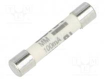 632.407 - Fuse  fuse, ultra rapid, 100mA, 1kVAC, ceramic,cylindrical, brass