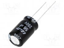 PF2D560MNN1220 - Capacitor  electrolytic, THT, 56uF, 200VDC, Ø12.5x20mm, Pitch  5mm