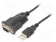 USB to RS232 converter, D-Sub 9pin plug,USB A plug, 1.5m, black