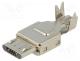  USB - Plug, USB B micro, for cable, soldering, PIN  5, straight, USB 2.0