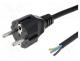 Cable, 3x1mm2, CEE 7/7 (E/F) plug,wires, PVC, 1.8m, black, 16A