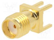 Connector SMA - Socket, SMA, female, card edge,middle board mount, horizontal