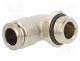 Pneumatics - Push-in fitting, angled, -0.99÷20bar, nickel plated brass