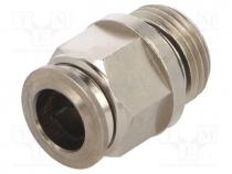 Pneumatics - Push-in fitting, straight, -0.99÷20bar, nickel plated brass