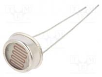 Photoresistor, 250mW, 18....50k, 560nm, THT, 250VDC, ØLED  12mm
