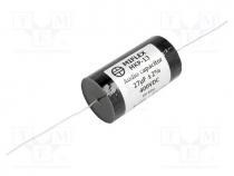 Capacitor  polypropylene, 27uF, 400VDC, 2%, Ø34.5x62mm, -25....85C