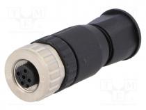 Plug, M12, PIN  4, female, A code-DeviceNet / CANopen, for cable