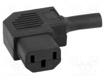 Connector  AC supply, plug, female, 10A, 250VAC, IEC 60320, C13 (F)