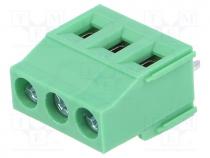 PCB terminal block, angled 90, 5.08mm, ways  3, on PCBs, terminal