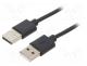 AK-300100-018-S - Cable, USB 2.0, USB A plug,both sides, nickel plated, 1.8m, black