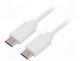 Cable, USB 2.0, USB C plug,both sides, 1.4m, white