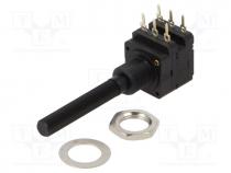  - Potentiometer  shaft, 20k, 200mW, THT, 6mm, plastic, stereo, carbon