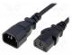   - Cable, 3x0.75mm2, IEC C13 female,IEC C14 male, PVC, 1m, black, 10A