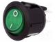  - ROCKER, DPST, Pos  2, ON-OFF, 10A/250VAC, green, neon lamp, 230V