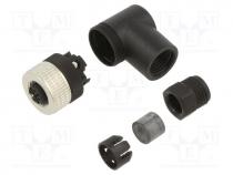 XZCC12FCM40B - Connector, M12, PIN  4, angled, plug, Connection  PG7, 125VAC, 3A