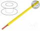 Wire, LiY, stranded, Cu, 0.14mm2, PVC, yellow, 60V, 100m, 1x0.14mm2