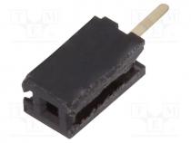 Connector  pin strips, socket, female, PIN  1, straight, 1A, THT