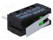 D2FS-FL-N - Microswitch SNAP ACTION, 0.1A/6VDC, with lever, SPST-NO, Pos  2