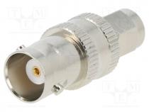Adapter, BNC socket,SMA plug, Insulation  PTFE, 50