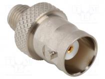 Adapter, BNC female,SMA female, Insulation  PTFE, 50, brass, 4GHz