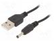Cable, USB A plug,DC 3,5/1,00 plug, straight, black, 1.8m