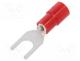 Tip  fork, M4, Ø  4.3mm, 0.3÷1.65mm2, crimped, for cable, insulated
