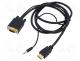 Cable, D-Sub 15pin HD plug,HDMI plug,Jack 3.5mm 3pin plug