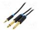 Cable, Jack 3.5mm 3pin plug,Jack 6,3mm plug x2, 1.5m, black