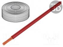 D-150-010 - Wire, H05V-K,LiY, stranded, Cu, 0.5mm2, PVC, red, 60V, 10m, Class  5