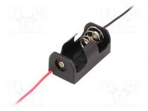 Holder, 1/2AA,1/2R6, Batt.no  1, cables, 150mm, black