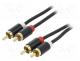 Cable, RCA plug x2,both sides, 1m, Plating  gold-plated, black