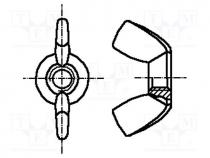 Nut, winged, M3, 0.5, A2 stainless steel, BN 644