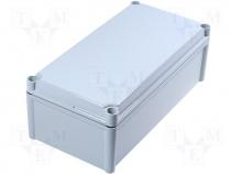 PC381913G - Polycarbonate enclosure SOLID 378x188x130mm grey cover