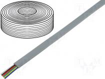 TEL-0034-100/SV - Telephone cable, flat, AWG28 6 cores, reel 100m silver