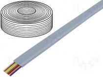 TEL-0081-100/SV - Telephone cable, flat, AWG28 6 cores, reel 100m silver